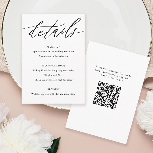 Minimale kalligraphische Hochzeitdetails Begleitkarte