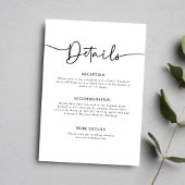 Minimale kalligraphische Hochzeitdetails Begleitkarte