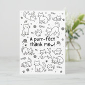 Minimale Katzen-Doodle-Dankeskarten Dankeskarte (Stehend Vorderseite)