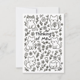Minimale Katzen-Doodle-Karte 'Ich denke an Dich' Dankeskarte