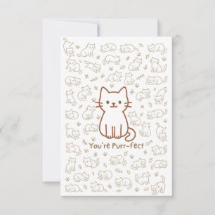 Minimale Katzen-Doodle-Karte Linienzeichnung Dankeskarte