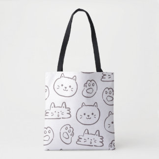 Minimale Katzen-Doodle-Muster – Kawaii-Katzen-Gesi Tasche