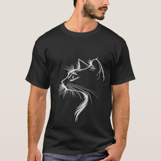 Minimale Katzen-Linienkunst-T-Shirt T-Shirt