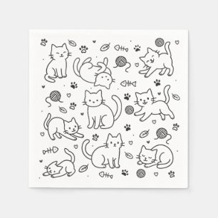 Minimale Katzenkritzelei-Papiernapkin Serviette