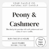 Minimale Kerzen-Label-Vorlage Anpassbare Beschrift Quadratischer Aufkleber (Vorderseite)