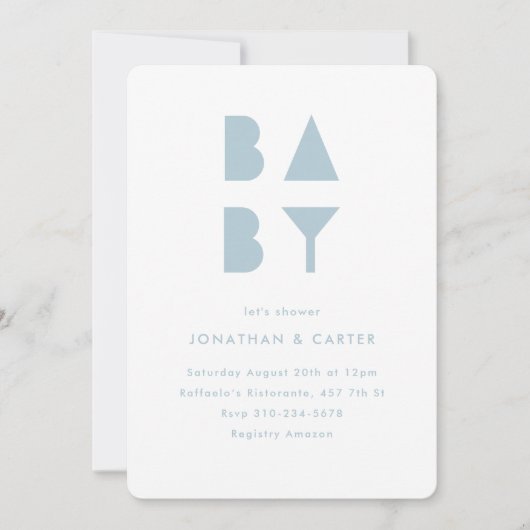 Minimale Kinderdusche Einladung (Vorderseite)