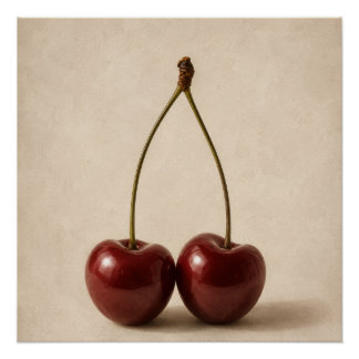 Minimale Kirsch-Wandkunst | Neutrales Coquette-Pos Poster