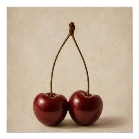 Minimale Kirsch-Wandkunst | Neutrales Coquette-Pos Poster (Vorderseite)