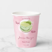 Minimale Kirschblüten-Rosa-Matcha-Brautjungfernpar Pappbecher (Rückseite)