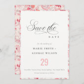 Minimale Klassik Moderne Blush Paisley Typografie Save The Date (Vorne/Hinten)