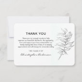 Minimale klassische Schwarz-Weiß-Beerdigung Dankeskarte (Vorderseite)