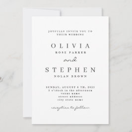 Minimale klassische Schwarzweiß-Typografie Hochzei Einladung
