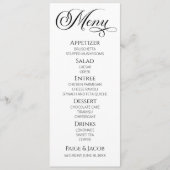 Minimale klassische Speisekarte für Hochzeiten Menükarte (Vorderseite)