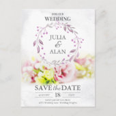 Minimale Kranzflorale Save the Date Hochzeit Postkarte (Vorderseite)