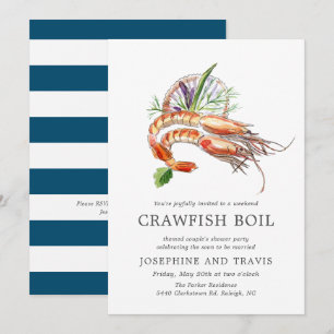 Minimale Krebseintopf-Paareintopfparty Ozeanstreif Einladung