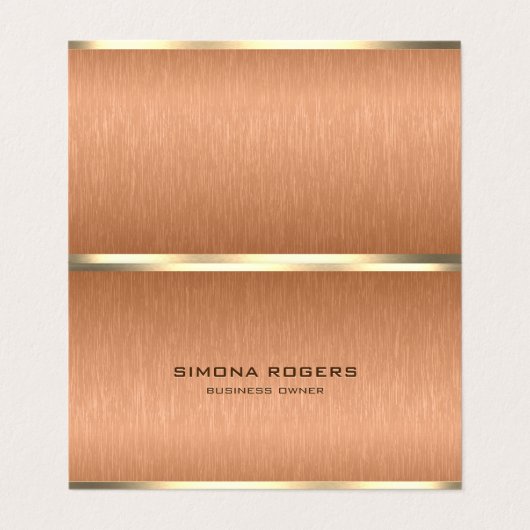 Minimale Kupferbraun- und goldene Metallstruktur Visitenkarten (Außenseite Aufgefaltet)