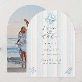 Minimale Küsten-Muschel-Hochzeit - Save-the-Date-K Einladung