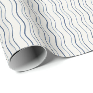 Minimale Küsten-Wellig-Streifen Blau Muster Geschenkpapier