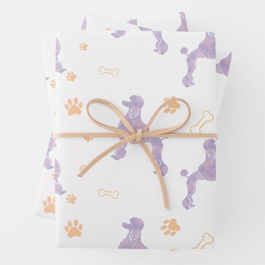 Minimale Lavendel-Pudel-Silhouette Geschenkverpack Geschenkpapier Set (Beispiel)