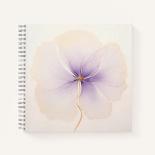 Minimale lavendelfarbene Aquarell-Blumen-Spirale Notizblock