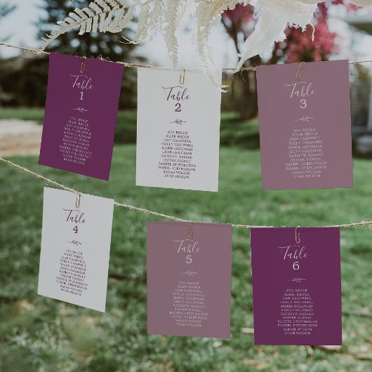 Minimale Leaf Berry Hanging Seating Chart Card Kar