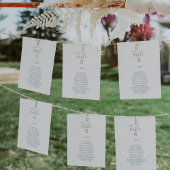 Minimale Leaf Blue Tischnummer Seating Chart Cards