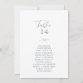 Minimale Leaf Blue Tischnummer Seating Chart Cards (Rückseite)