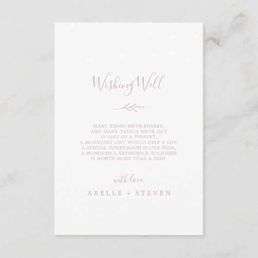 Minimale Leaf Blush Pink Hochzeitskarte Begleitkarte (Vorderseite)