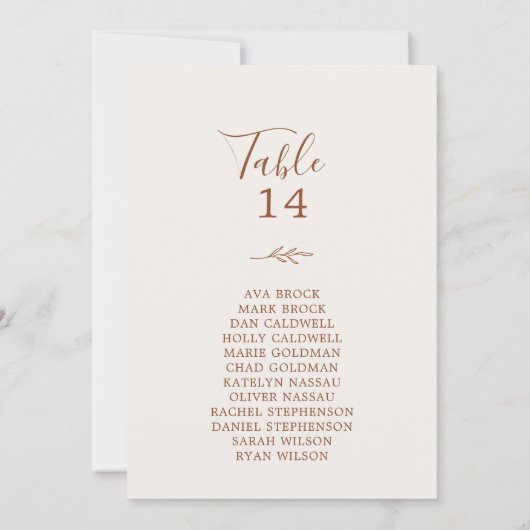 Minimale Leaf Boho Cream Hanging Seating Chart Car (Rückseite)