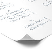 Minimale Leaf Dusty Blue Alphabetical Seating Char Poster (Ecke)