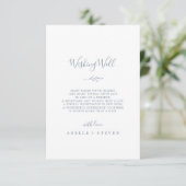 Minimale Leaf Dusty Blue Wedding Wunschwell Card Begleitkarte (Stehend Vorderseite)