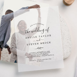 Minimale Leaf Extravagant Moderne einfache Botanis Pergament Einladungen