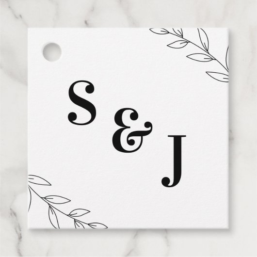 Minimale Leaf-Gastgeschenk Hochzeit Geschenkanhänger (Vorderseite)