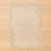Minimale Leaf Gold Elegante Monogram Wedding Acryleinladungen (Vorderseite)