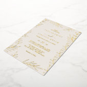 Minimale Leaf Gold Foil & Elfenbeinrahmen Hochzeit Folieneinladung (Gedreht)