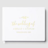 Minimale leaf Gold Foil Monogram Back Wedding Gästebuch (Vorderseite)