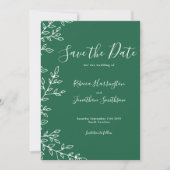 Minimale Leaf grüne Hochzeit speichern das Datum Einladung (Vorderseite)
