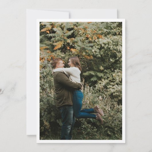 Minimale Leaf grüne Hochzeit speichern das Datum Einladung (Rückseite)