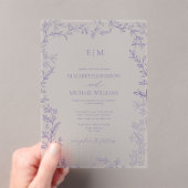 Minimale Leaf Lavender Elegant Monogram Wedding Acryleinladungen (Insitu (Handheld))