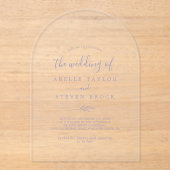 Minimale Leaf Lila Boho Einfache botanische Hochze Acryleinladungen (Vorderseite)