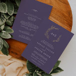 Minimale Leaf Lila Goldfolie auf einer Hochzeit Folieneinladung<br><div class="desc">Diese lila und goldene Folie aus einem Blatt in einer Einladung ist perfekt für eine Hochzeit. Die schlichte Silhouette der grünen Blätter in dunkelblauer Veilchenform, lila mit minimalistischem Boho-Stil mit luxuriösen Prägefolien-Akzenten. Personalisieren Sie mit den ersten Initialen des Paares. Rett Papier, indem man die Details auf der Rückseite der Hochzeitseinladung...</div>