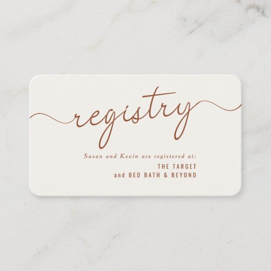 Minimale Leaf Monogram Polterabend Gift Registry Begleitkarte (Vorderseite)