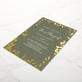 Minimale Leaf Pflaume Lila und Gold Foil Wedding Folieneinladung (Gedreht)