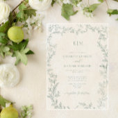 Minimale Leaf Sage Green Elegant Monogram Wedding Acryleinladungen