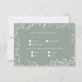 Minimale Leaf Sage Green Elegant Monogram Wedding RSVP Karte (Rückseite)