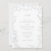 Minimale Leaf Sage Green Foto Monogram Wedding Einladung (Vorderseite)