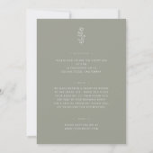 Minimale Leaf Sage Green Front & Back Wedding Einladung (Rückseite)