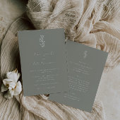 Minimale Leaf Sage Green Front & Back Wedding Einladung