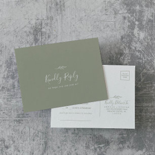Minimale Leaf Sage Green Song Anfrage UAWG Postkar Einladungspostkarte