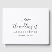 Minimale Leaf Schwarz-Weiß-Monogramm-Rückenkollekt Gästebuch (Vorderseite)